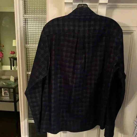 Peter Millar men’s micro corduroy button down shirt blue & tan plaid size M - Picture 2 of 10